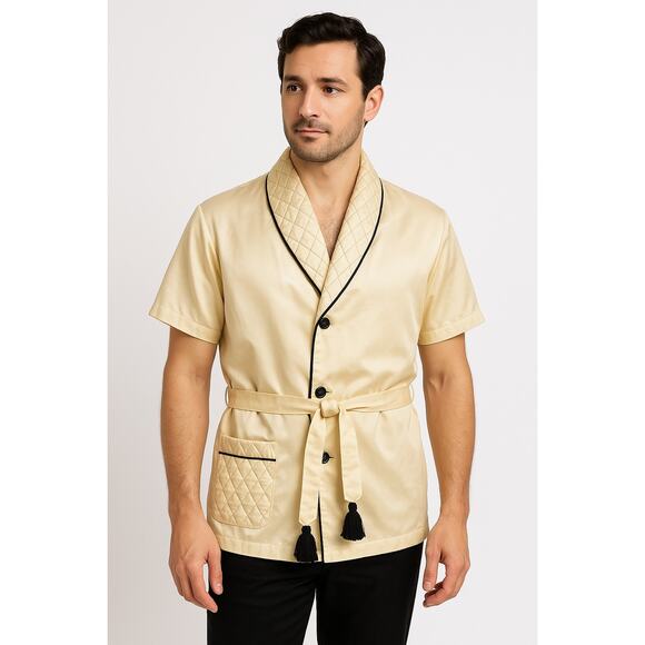 1950s Paultex New York Short Sleeve Quilted Smoking Jacket Size 36 small - Picture 1 of 13